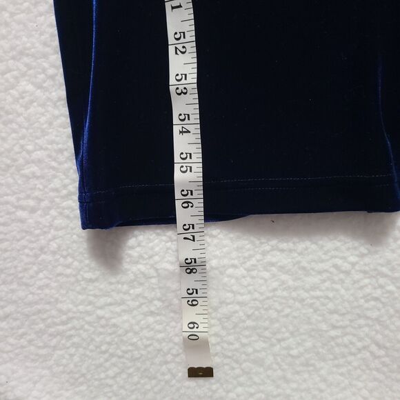 Bari Jay Dress Women's 9/10 Blue Velvelt Illusion Beaded Halter Holiday Maxi - Picture 9 of 10